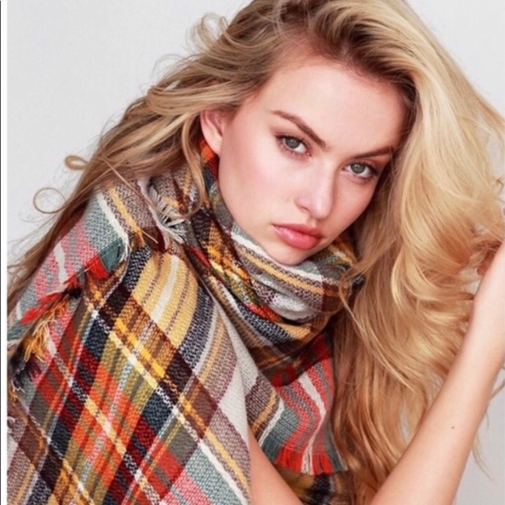 Mustard Plaid Oversized Blanket Scarf 🍁/❄️